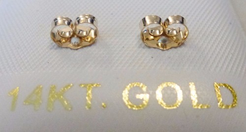 14k Yellow Gold 3MM CUBIC ZIRCONIA Basket Set Earrings 14kt Backs FREE SHIPPING - Picture 2 of 4