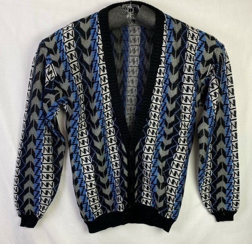 Mens Vintage Aztec Cardigan Sweater L 