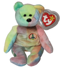 Ty Beanie Baby  PEACE the Ty-Dyed Bear (CANADA/CANDIAN TAGS)(8.5 Inch) MWNMT