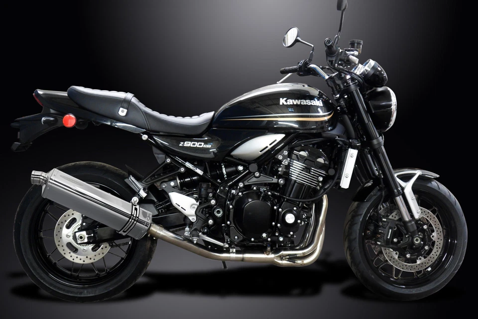 Silenciador de escape completo Kawasaki Z900RS 2018-2024 4-1 17" triple ovalado de acero inoxidable Foto 4 de 4
