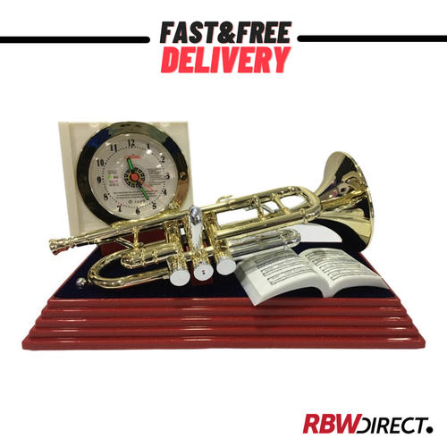 Trumpet Alarm Clock W/ Real Sound Collectible Instrumental 9"l x 6"h x