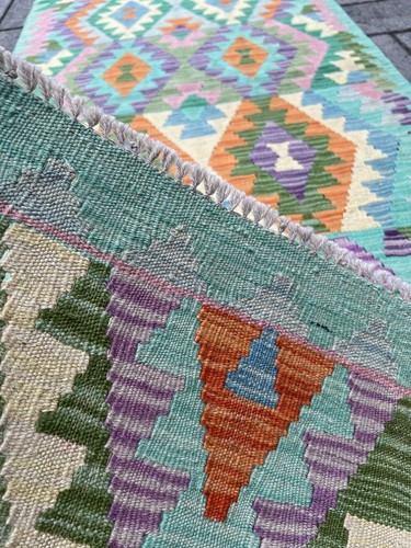 Handmade Afghan Hallway Runner Kilim 300 X 85 cm Persian Tribal Wool Kelim - Picture 4 of 8