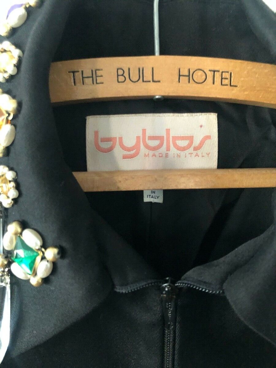 Vtg 90s BYBLOS Designer ITALY Black GLAM JEWELED BEADED Vtg 90s BYBLOS Designer ITALY Black GLAM JEWELED BEADED