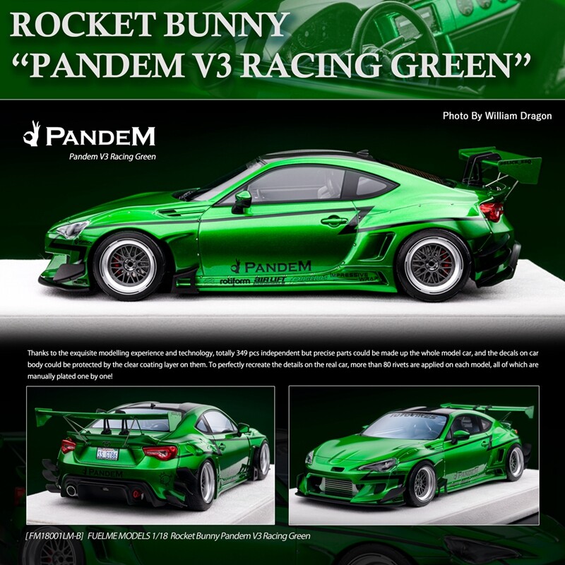 Fuelme 1:18 Toyota 86 Pandem V3 Green Thunderbolt Special Diecast Model Car