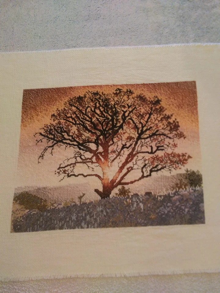 Cuadro Cross My Heart Sunset Paisaje Contado Punto de Cruz Acabado - 11" x 9" Foto 4 de 4