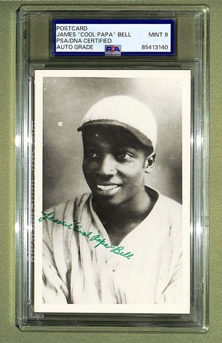 Seltene James Cool Papa Bell signierte Echtfoto Postkarte Negro Leagues PSA 9 Auto