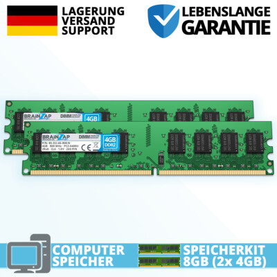 BRAINZAP 8GB DDR2 RAM - PC2-6400U 2Rx8 UDIMM - 800 MHz CL6 Intel & AMD (2x 4GB)