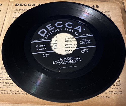 AL JOLSON, Decca Records 2 Extended Play 45 1950 - Picture 4 of 7
