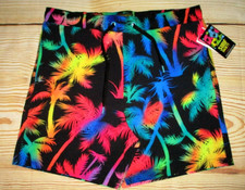 MENS SURF SOCIETY PALMS STRETCH DRAWSTRING LINED SWIM BOARD SHORTS SIZE XL