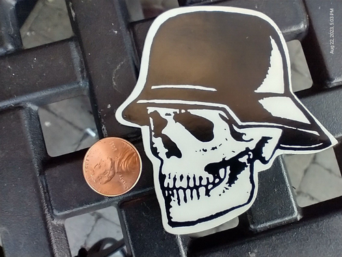 Small Hand made Decal Sticker SKULL BIKER HELMET Left - Picture 5 of 5