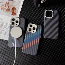 For iphone 15 Pro Max 14 Plus 13 Carbon Fiber Patterned Mag Safe PC Back Case