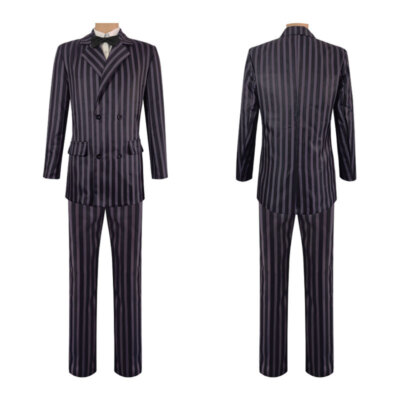 Chaks - Gomez Addams Anzug Herren, offizielles Wednesday Kostüm, 4-teiliges Set für Halloween, Cosplay & Karneval