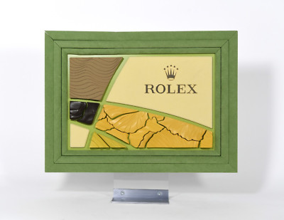 Rolex Green Random Pattern Display ~ 16x14 In. Very Good Rare 1990's