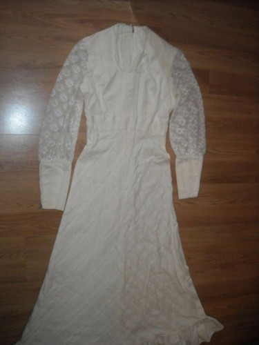 DE COLECCIÓN AÑOS 60 70 MUJER S BLANCO ALGODÓN MANGA ENCAJE PRINCESA CAMPESINA HIPPIE VESTIDO DE NOVIA - Imagen 10 de 10