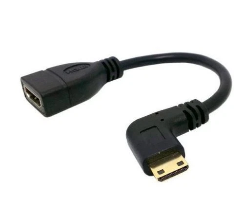 Mini HDTV Left Angle Male to HDTV Female Adapter Cable For Camera DV PC - 0.15m - Image 2 of 4