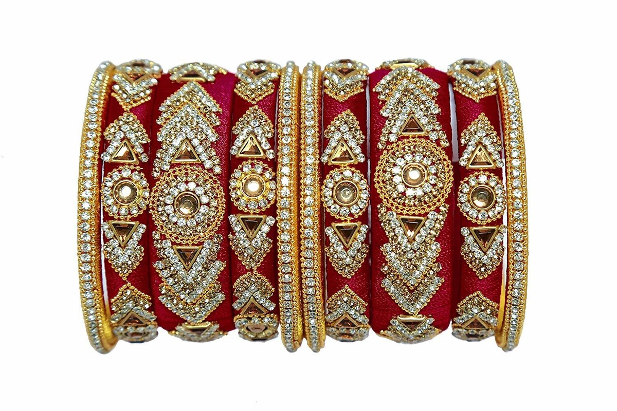 Silk thread deals bangles golden colour
