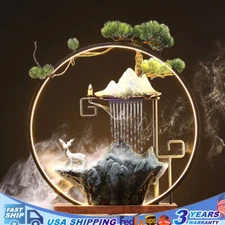 Indoor Rockery Water Fountain LED Lamp Tabletop Waterfall Mist Home Decoration