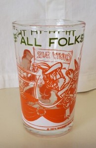 1974 Warner Bros Jelly Juice Glass Bugs Porky Pig Elmer Fudd That’s All Folks