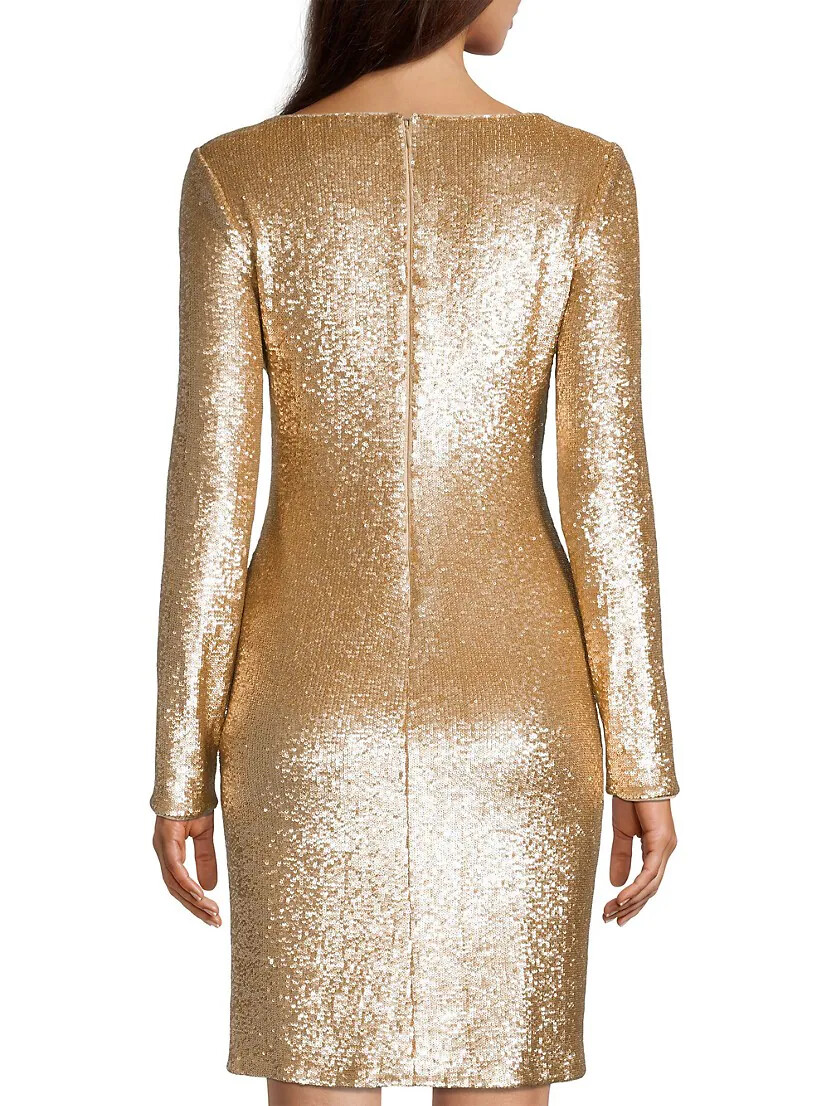NWT Donna Karan New York Sequined Twist Dress in Gold - Sizes 6 & 8