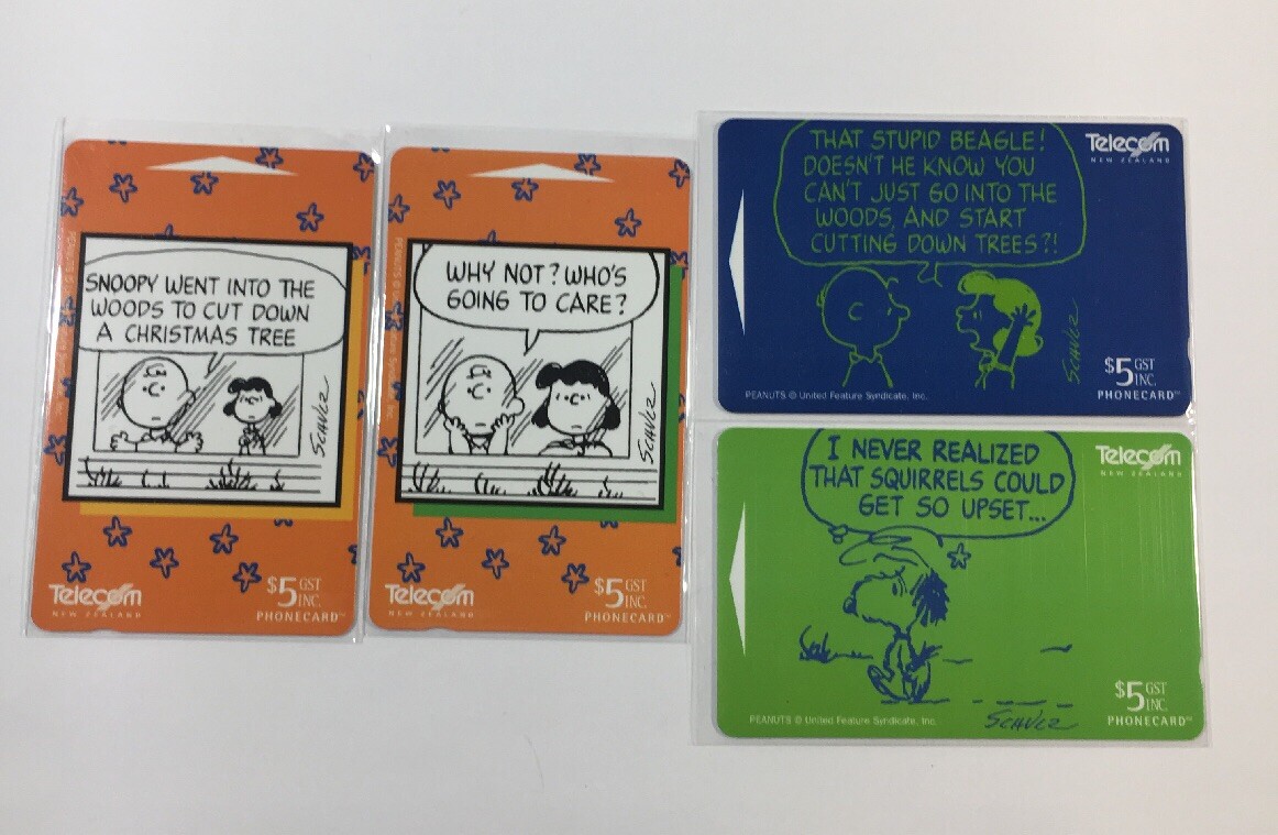 rare phone cards Peanuts Rare Phone Cards Telecom New Zealand Lucy Set Of 4 (7180)