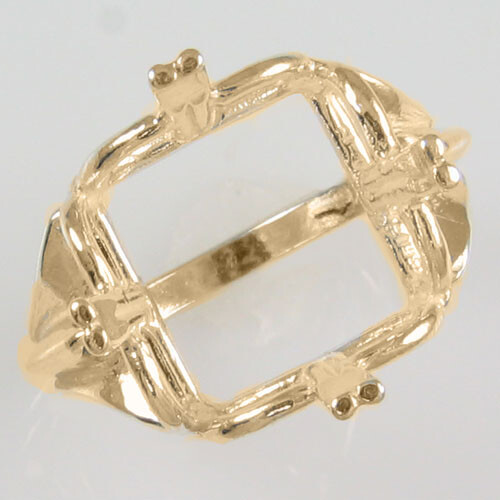 PRE-NOTCHED 14MM ANTIQUE CUSHION SOLITAIRE RING IN 10K YELLOW GOLD CR190-10KY - Picture 1 of 3