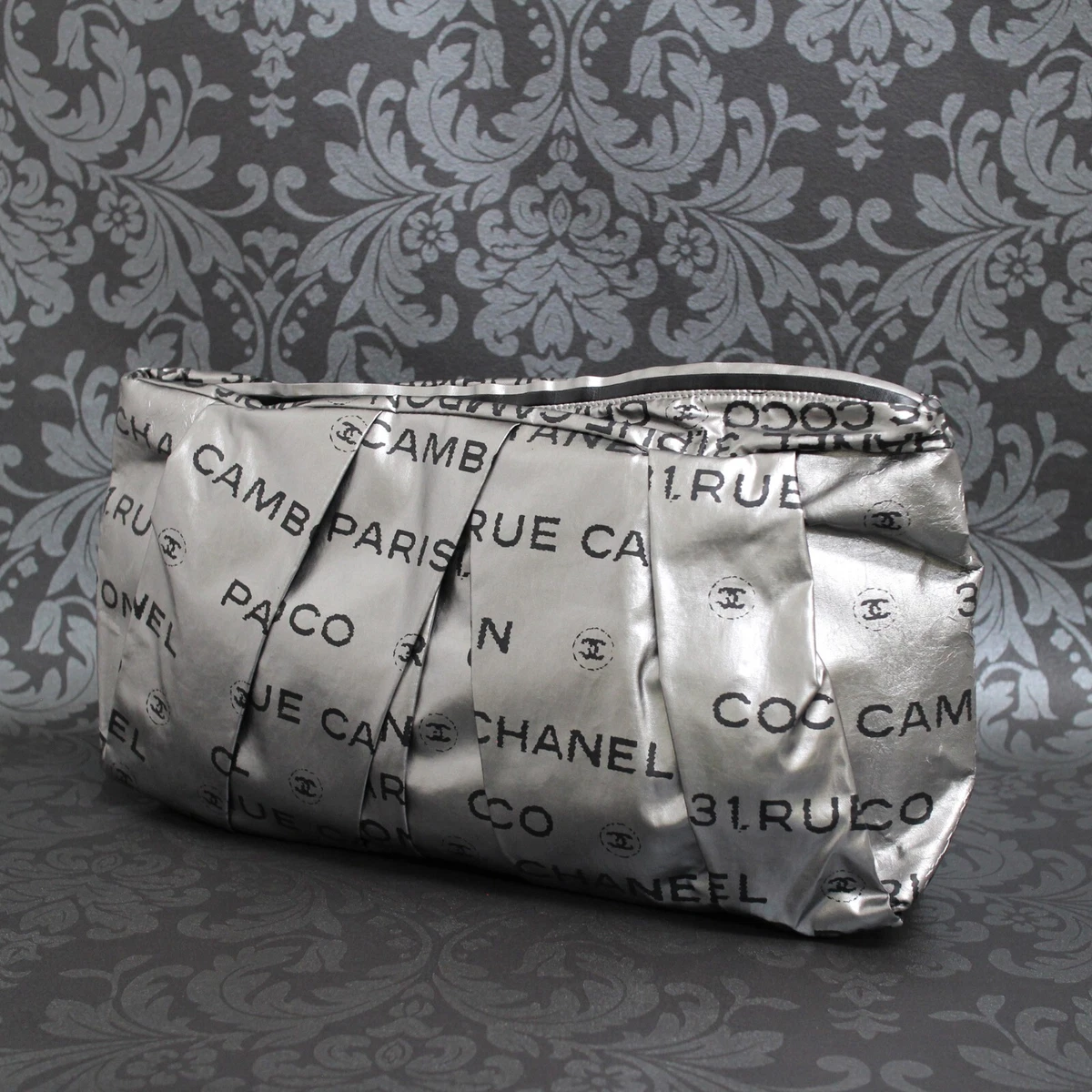 chanel silver clutch purse