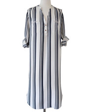 ULLA JOHNSON striped shirt dress sz 4 roll up sleeves