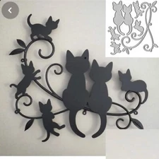 Cats Metal Cutting Die Cuts, Cats on Branches Stencils DIY Crafts Cards Cutti...