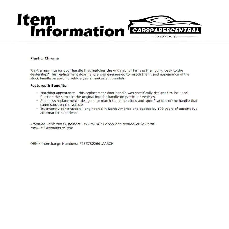 Front Left Interior Door Handle Dorman For 1997-2002 Ford Expedition 5.4L - Image 3 of 4