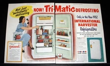 1952 OLD MAGAZINE PRINT AD, INTERNATIONAL HARVESTER REFRIGERATORS, FEMINEERED!