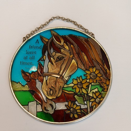 Horse-Mare & Colt-Sun Catcher/Wall Hang "A friend loves at all times" Prov.17:17 - Picture 1 of 3
