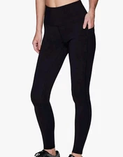 RBX Women's Black Full Length Fleece Lined Leggings W/ Pockets Sz Med