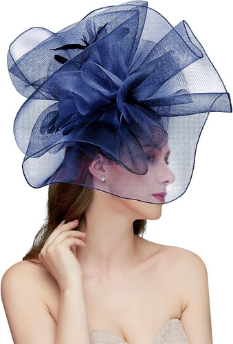 Sinamay Fascinator Hat Floral Feather Pillbox Derby Hats for Women Wedding Tea P