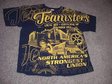 Vintage 90s/Y2K Teamsters Bayside ALL OVER PRINT Shirt 3XL made in USA
