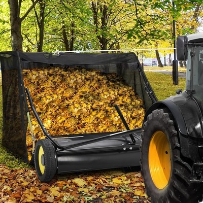42-52 Inch Tow Behind Leaf Sweeper, Large 21 27 cu.ft. Hopper, Yard Lawn Cleanup