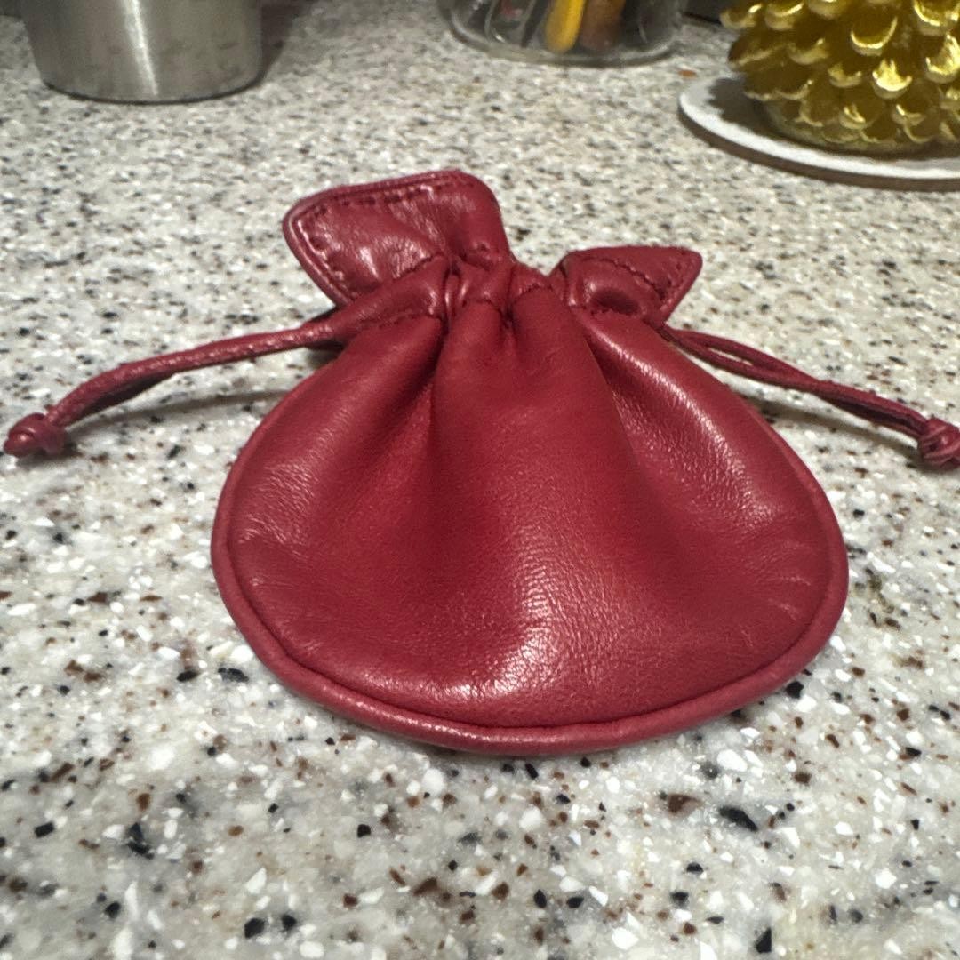 Hermes Mini Drawstring Pouch Leather Red Authenti… - image 4