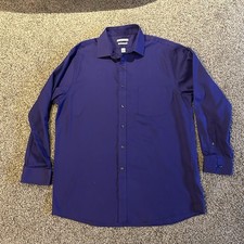 VanHeusen Men  s Purple Button Up Dress Shirt 16. 32/33 Long Sleeve