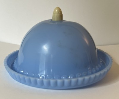 Vtg 1940/1950 's Light Blue Hard Plastic Clip-on Lamp Shade Acorn finial