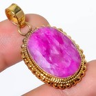 Ruby (Lab-Created) Gemstone 925 Silver Gold Plated Pendant 1.56" P7622-230 — photo 1