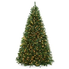 9 Foot Pre-Lit Artificial Holiday Christmas Tree w Stand Realistic Green Spruce