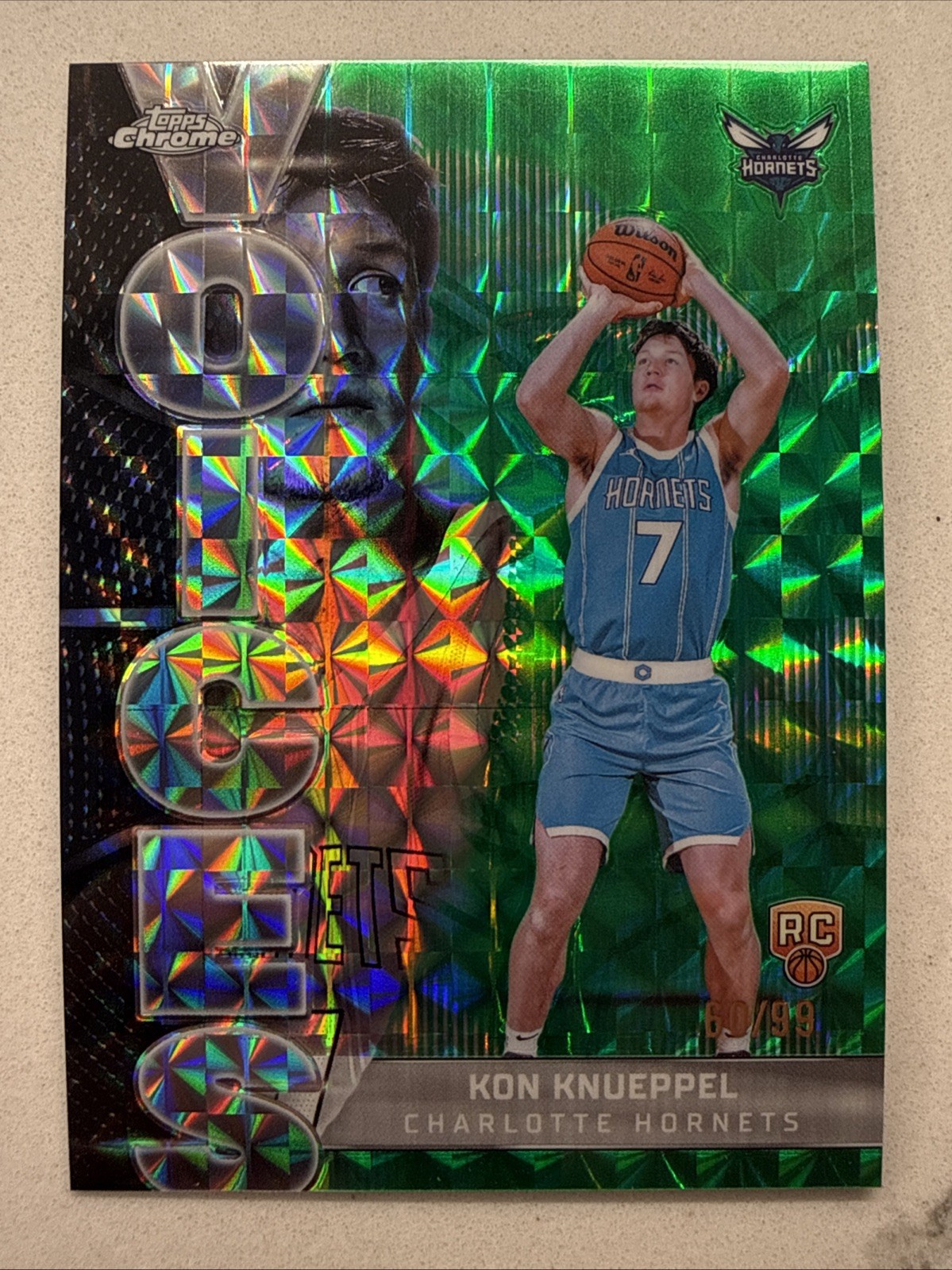 2025/26 Topps Chrome Kon Knueppel Voices Green Refractor RC Rookie /99 Geometric