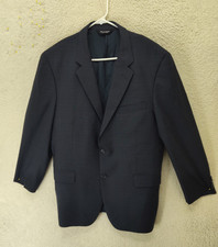 Jos A Bank Men Jacket R44 Blue Plaid 100 Wool Single Breasted Classic Blazer