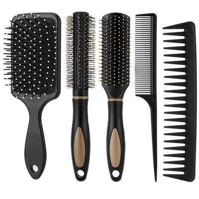 5 Pack Hair Brush Set Detangling Comb Kit for Wet Dry Curly Straight Hair