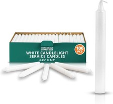 100 PCS Church Candles for Candle Light Service 4.25x1/2 Inch Bulk White