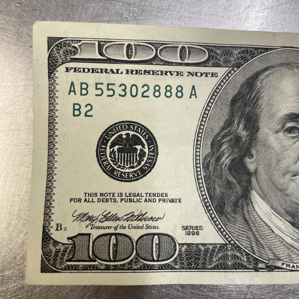 1996 $100 Hundred Dollar Bill Rare Federal Reserve Note Vintage 29 years old - Image 4 of 4