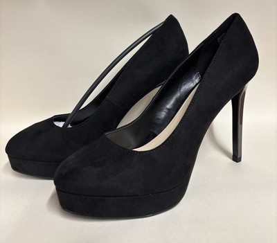 Nine West Pumps UK 7 (40) schwarz Wildlederimitat Plateau metallisch Stilettoabsatz