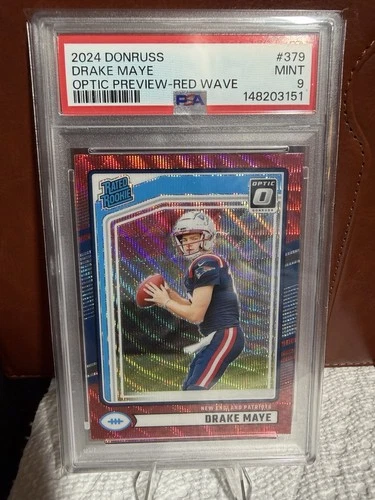 2024 Panini Donruss Rated Rookie RC DRAKE MAYE Optic Preview Red Wave PSA 9 Mint