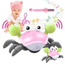 Crawling Crab Baby Toy - Tummy Time Toys - with Music and LED Light,Built-in R