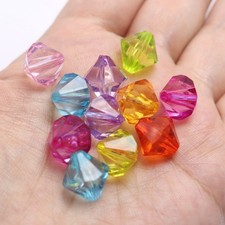 50 Mixed Colour Transparent Acrylic Faceted Bicone Beads 14mm 0.55" 
