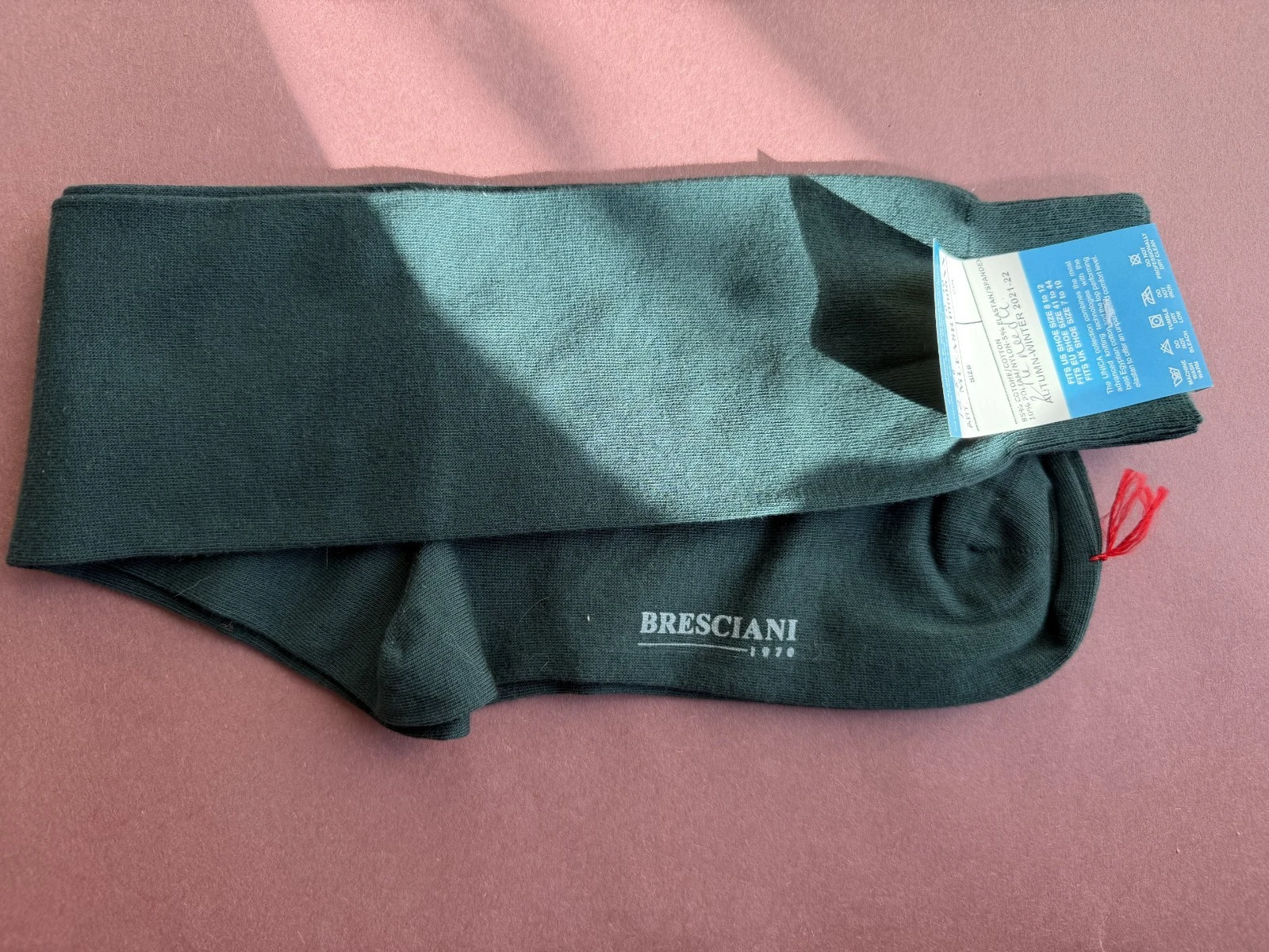 Fall/Winter 2021/22 Men's Bresciani Socks NWT Cotton Blend Forest Green Solid